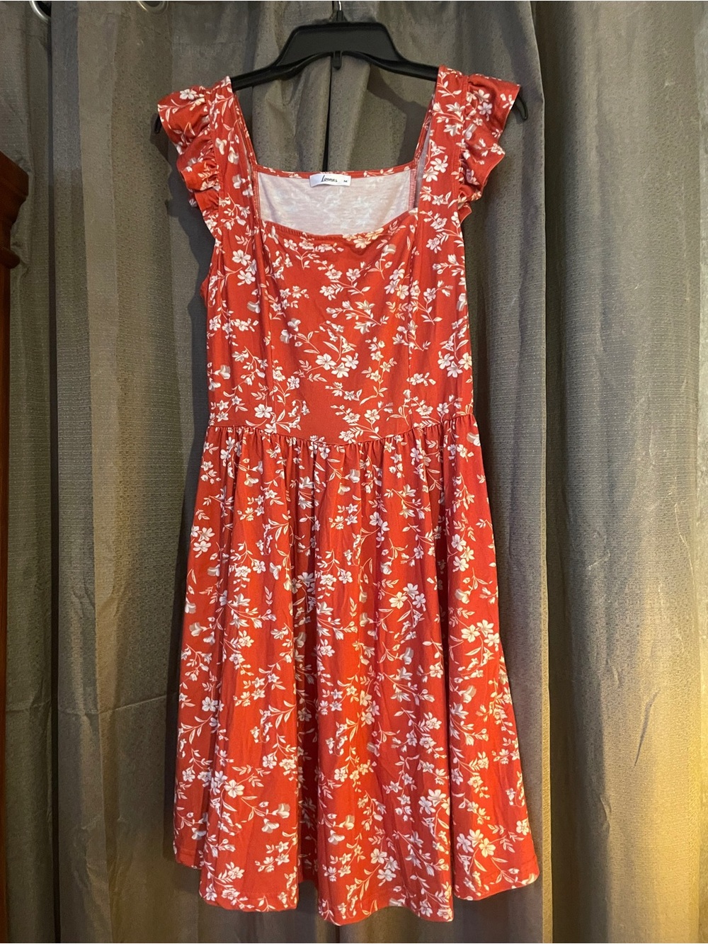 Women's Floral Square-Neck Ruffle Sleeve Casual Dress
